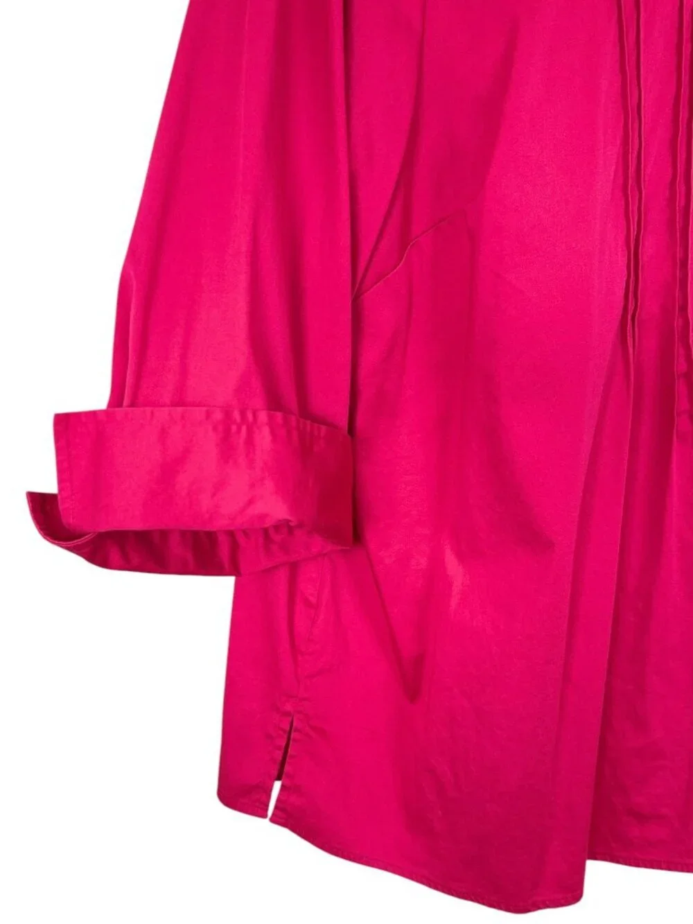 Maggie Barnes for Catherine's Pintuck Yoke Button Front Top Cotton Spandex 3X